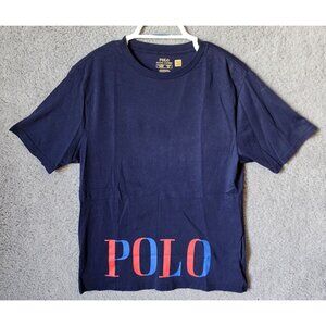 POLO Ralph Lauren Navy Blue Spellout Graphic T Shirt Youth Size XL (18-20)